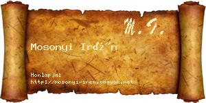 Mosonyi Irén névjegykártya